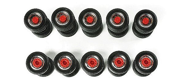 Herpa Accessories - Truck Wheels -- 5 Sets (chrome, red), HO, Herpa Models 52603
