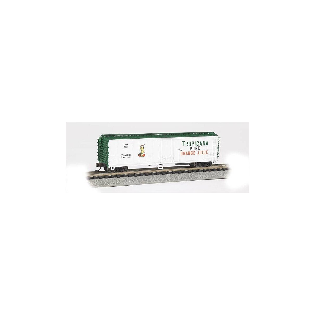 ACF 50′ Steel Mechanical Reefer (2012 Version) - Ready to Run -- Tropicana Orange Juice TPIX 742 (white, green, orange Girl Lo