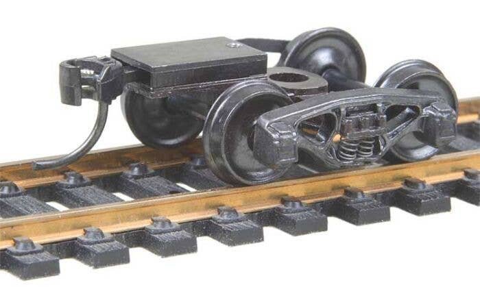 Bettendorf 50-Ton Fully Sprung Metal Trucks w/Whisker(R) Couplers - Kit -- Code 110 (.110′), HO, Kadee Quality Products 502