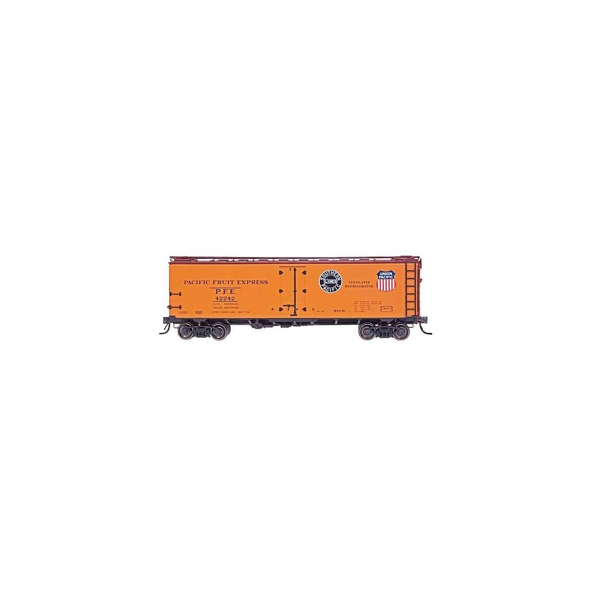 Premium Line R-40-10 Refrigerator Car - Ready to Run -- Pacific Fruit Express (orange, Boxcar Red, 2 Logos), HO, Intermountain R