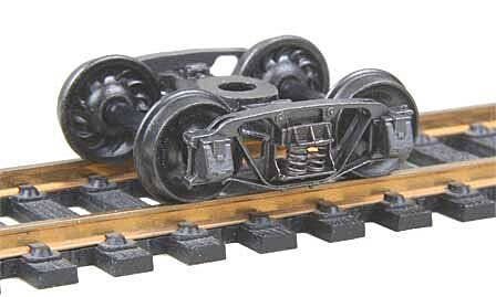 1898 Andrews Fully Sprung Metal Trucks -- Code 110 (.110`) 33` Ribbed-Back RP-25 Wheels - 1, HO, Kadee Quality Products 509