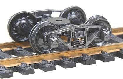Vulcan Double Truss Fully Sprung Self-Centering Metal Trucks -- Code 110 (.110`) 33` Ribbed, HO, Kadee Quality Products 556