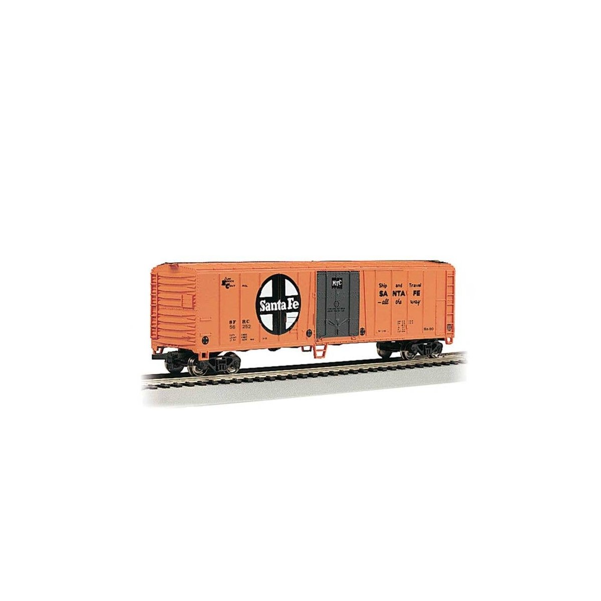 50′ Steel Mechanical Reefer - Ready to Run - Silver Series(R) -- Santa Fe 56252 (orange, black), HO, Bachmann Industries 17907