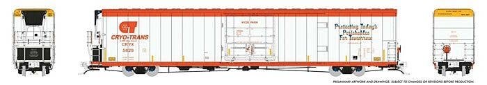 Greenbrier 72′ IL 7780 Mechanical Reefer - Ready to Run -- Cyro-Trans CRYX 5829 Hole in the Wall (white, orange), HO, Rapido T