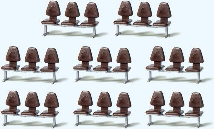 Modern Modular Seating -- 3-Seat Units pkg(8), HO, Preiser Kg 17215