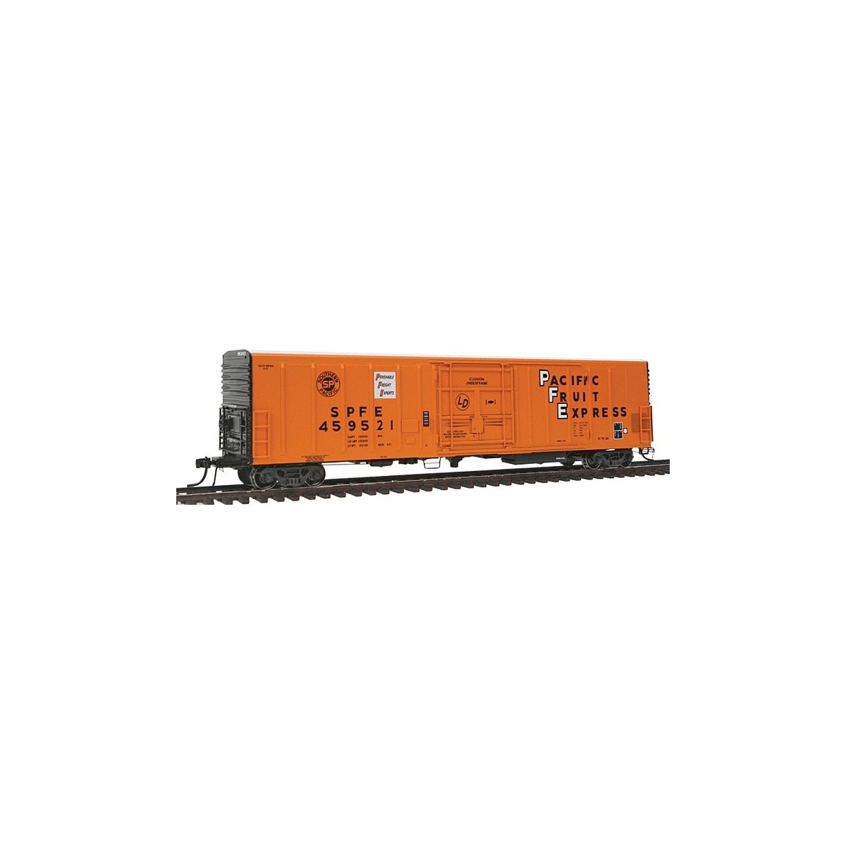R-70-20 Mechanical Reefer - Ready to Run -- Pacific Fruit Express SPFE (orange, white, black, `Perishable Freight` Log, HO, Inte