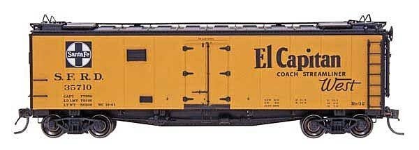 Santa Fe 40` Steel Ice Reefer - Ready to Run -- Santa Fe `El Capitan` RR-32 (Santa Fe Yellow, black roof, ends & side deta, N, I