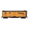Santa Fe 40` Steel Ice Reefer - Ready to Run -- Santa Fe `El Capitan` w/Curved Line Map RR-27 (ATSF Yellow, black letterin, N, I