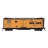 Santa Fe 40` Steel Ice Reefer - Ready to Run -- Santa Fe `Grand Canyon` Straight Line Map - (Santa Fe Yellow, black roof), N, In