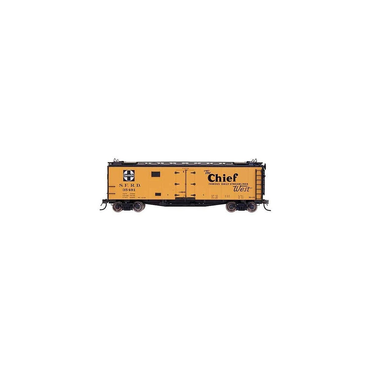 Santa Fe 40′ Steel Ice Reefer - Ready to Run -- Santa Fe The Chief West (Straight Line Map), N, Intermountain Railway Company 