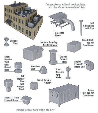 Roof Details -- Kit, HO, Walthers Cornerstone 3733
