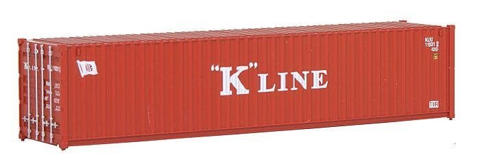 40′ Corrugated Container - Assembled -- K-Line (red, white), HO, Walthers SceneMaster 8153
