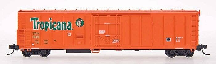 57` Mechanical Refrigerator Car - Ready to Run -- Tropicana (1986, orange, green, dot over `i`, white data), N, Intermountain Ra