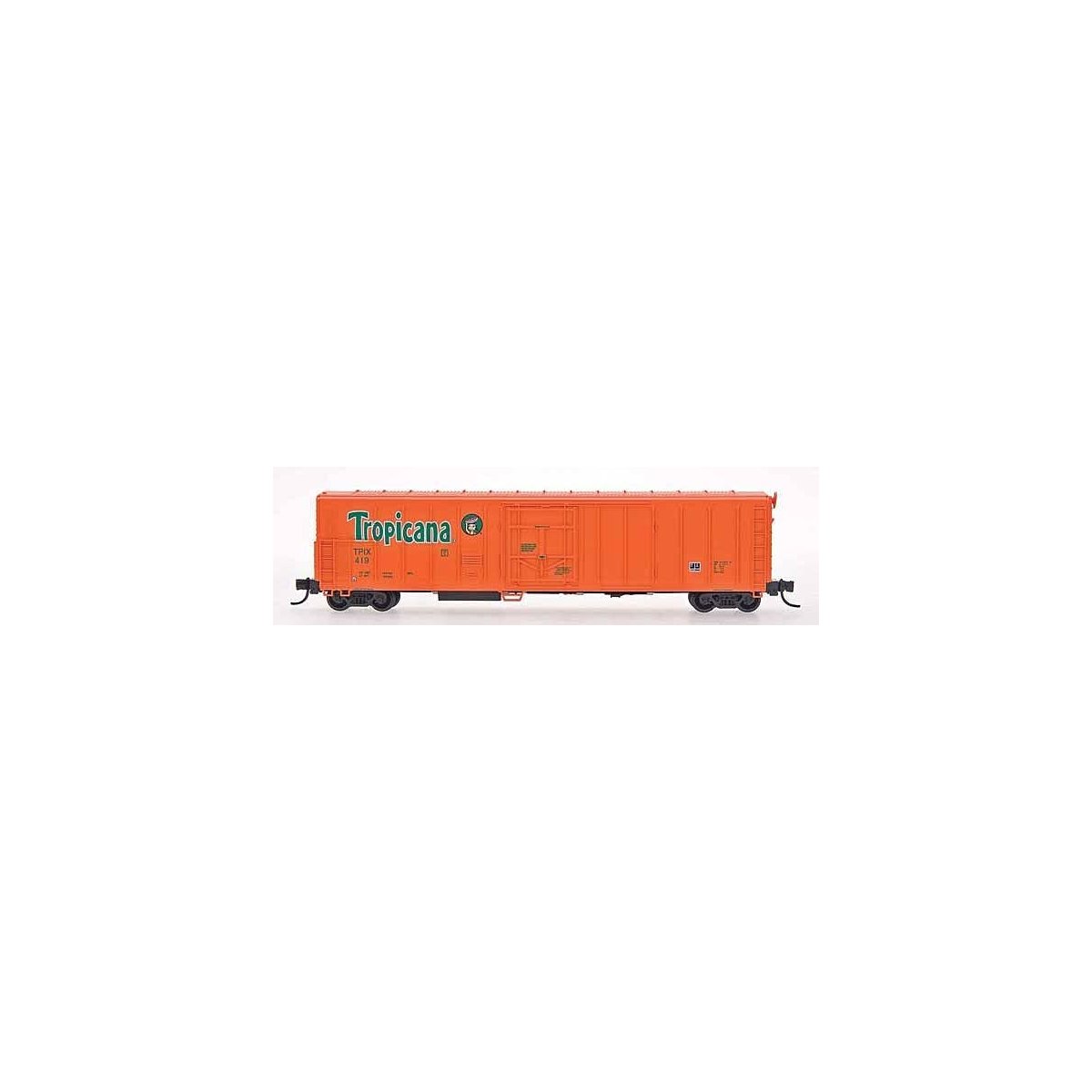 57` Mechanical Refrigerator Car - Ready to Run -- Tropicana (1990, orange, green, dot over `i`, green data), N, Intermountain Ra