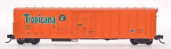 57` Mechanical Refrigerator Car - Ready to Run -- Tropicana (1990, orange, green, dot over `i`, green data), N, Intermountain Ra