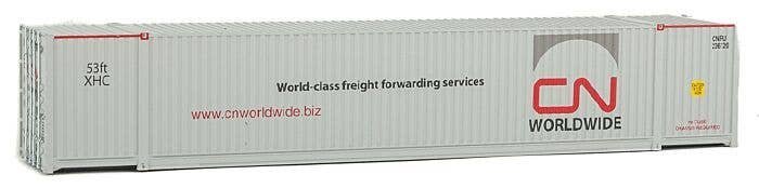 53′ Singamas Corrugated-Side Container - Assembled -- Canadian National (white, gray, red Wo, HO, Walthers SceneMaster 8518