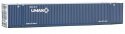 53′ Singamas Corrugated-Side Container - Assembled -- UMAX (blue, white), HO, Walthers SceneMaster 8524