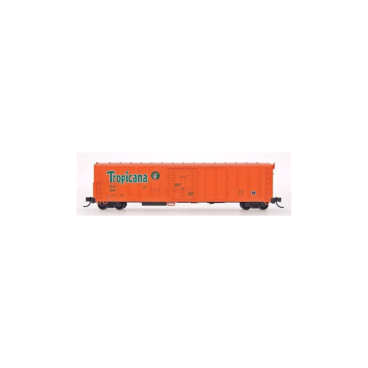 57` Mechanical Refrigerator Car - Ready to Run -- Tropicana (1991, orange, green, leaf over `i`, green data, figure head), N, In