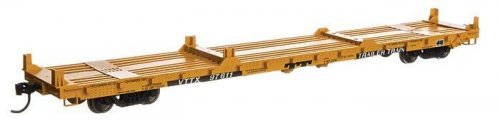 60′ Pullman-Standard Flatcar - Ready to Run -- Trailer-Train VTTX 97611 (Container loading yello, HO, WalthersMainline 5417