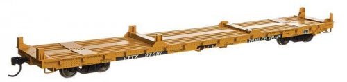 60′ Pullman-Standard Flatcar - Ready to Run -- Trailer-Train VTTX 97697 (Container loading yello, HO, WalthersMainline 5418
