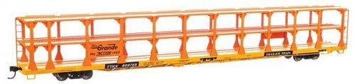 89′ Flatcar w/Tri-Level Open Auto Rack - Ready to Run -- Denver & Rio Grande Western(TM) Rack Tr, HO, WalthersMainline 8207