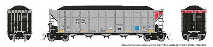AutoFlood III Rapid Discharge Coal Hopper w/Load 6-Pack - Ready to Run -- Tennesee Valley Aut, HO, Rapido Trains Inc 169057