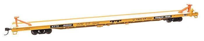 89` Channel Side Flatcar - Ready to Run -- Trailer-Train KTTX 150530 (yellow, black Twin 45`), HO, WalthersMainline 5739