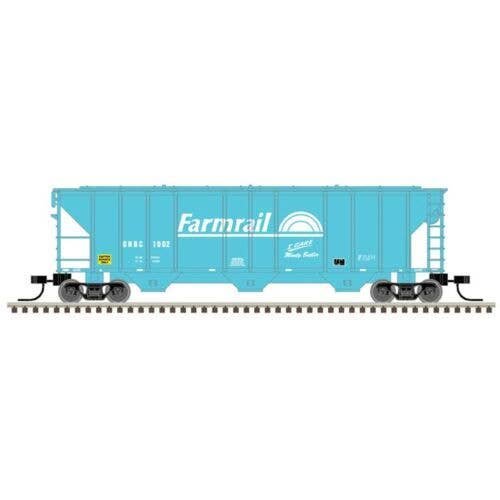 PS-2 4427 3-Bay Covered Hopper - Ready to Run - Master(R) -- Farmrail GNBC 1002 (teal, N, Atlas Model Railroad Co. 50006790