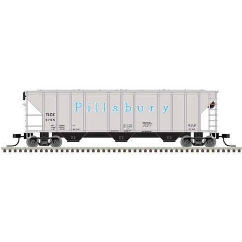 PS-2 4427 3-Bay Covered Hopper - Ready to Run - Master(R) -- Pillsbury TLDX 5703 (gra, N, Atlas Model Railroad Co. 50006794