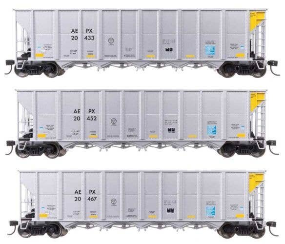 50′ RD-4 Hopper 3-Pack - Ready to Run -- American Electrical Power Service Corp. AEPX 20433, 20, HO, WalthersMainline 56868
