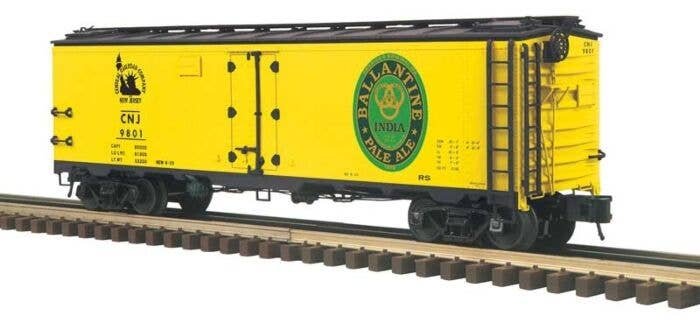 40′ Steel Reefer - 2-Rail - Ready to Run - Master -- Central Railroad of New Jersey (yellow, Ballantine Heritage India Pale Al