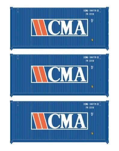 20′ Fully Corrugated Container - 3-Pack -- CMA (Older Version), HO, Walthers SceneMaster 18050