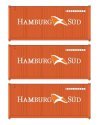 20′ Fully Corrugated Container - 3-Pack -- Hamburg Sud, HO, Walthers SceneMaster 18052
