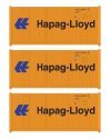 20′ Fully Corrugated Container - 3-Pack -- Hapag-Lloyd, HO, Walthers SceneMaster 18053