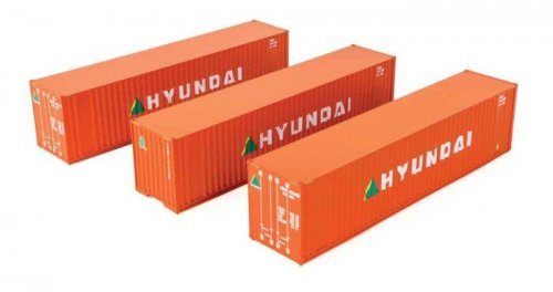40′ Flat Panel Container - 3-Pack -- Hyundai, HO, Walthers SceneMaster 18203