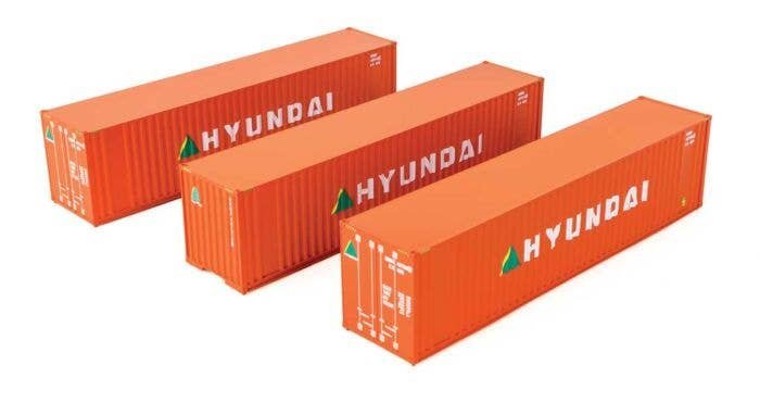 40′ Flat Panel Container - 3-Pack -- Hyundai, HO, Walthers SceneMaster 18203