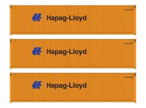 40′ Fully Corrugated Container - 3-Pack -- Hapag-Lloyd, HO, Walthers SceneMaster 18252