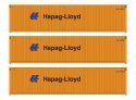 40′ Fully Corrugated Container - 3-Pack -- Hapag-Lloyd, HO, Walthers SceneMaster 18252