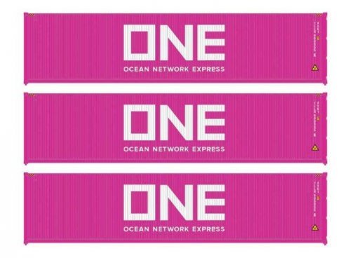 40′ Fully Corrugated Container - 3-Pack -- Ocean Network Express, HO, Walthers SceneMaster 18254