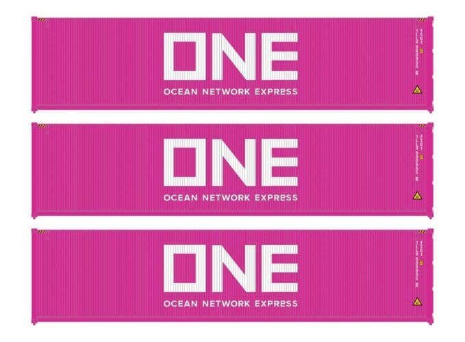 40′ Fully Corrugated Container - 3-Pack -- Ocean Network Express, HO, Walthers SceneMaster 18254