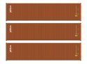 40′ Fully Corrugated Container - 3-Pack -- TEX, HO, Walthers SceneMaster 18255