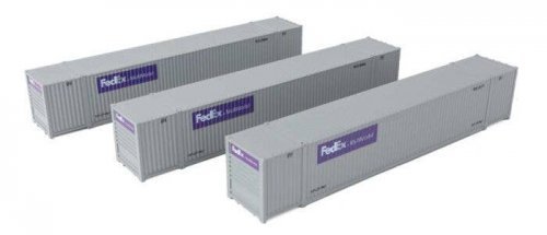 53′ Singamas Corrugated Side Container - 3-Pack -- Federal Express Multimodal, HO, Walthers SceneMaster 18503