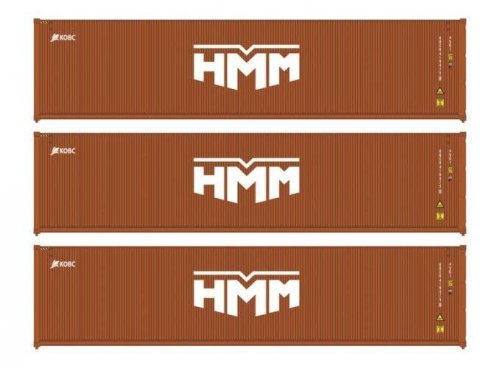 40′ Fully Corrugated Container - 3-Pack -- HMM, HO, Walthers SceneMaster 18256