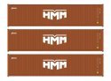 40′ Fully Corrugated Container - 3-Pack -- HMM, HO, Walthers SceneMaster 18256