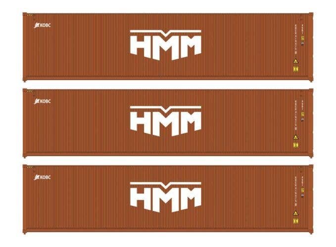 40′ Fully Corrugated Container - 3-Pack -- HMM, HO, Walthers SceneMaster 18256