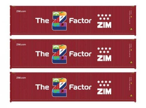 40′ Fully Corrugated Container - 3-Pack -- ZIM (The Z Factor), HO, Walthers SceneMaster 18257
