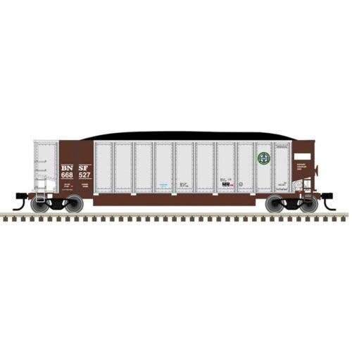 Aluminum Coal Gondola - Ready to Run -- BNSF Railway 668527 (aluminum, Boxcar Red, Circle/Cross Logo, HO, Trainman 20007706