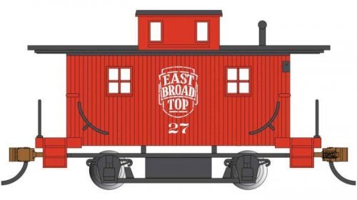 Wood 4-Wheel Bobber Caboose - Ready to Run - Silver Series(R) -- East Broad Top 27 (red), HO, Bachmann Industries 18411