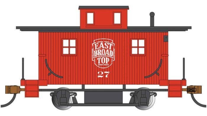 Wood 4-Wheel Bobber Caboose - Ready to Run - Silver Series(R) -- East Broad Top 27 (red), HO, Bachmann Industries 18411