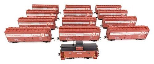 Pennsylvania Railroad Merchandise Service Freight Train -- Pennsylvania Railroad (Set 1: 12 40′ x29B Redbuilt Boxcars, N6B Woo
